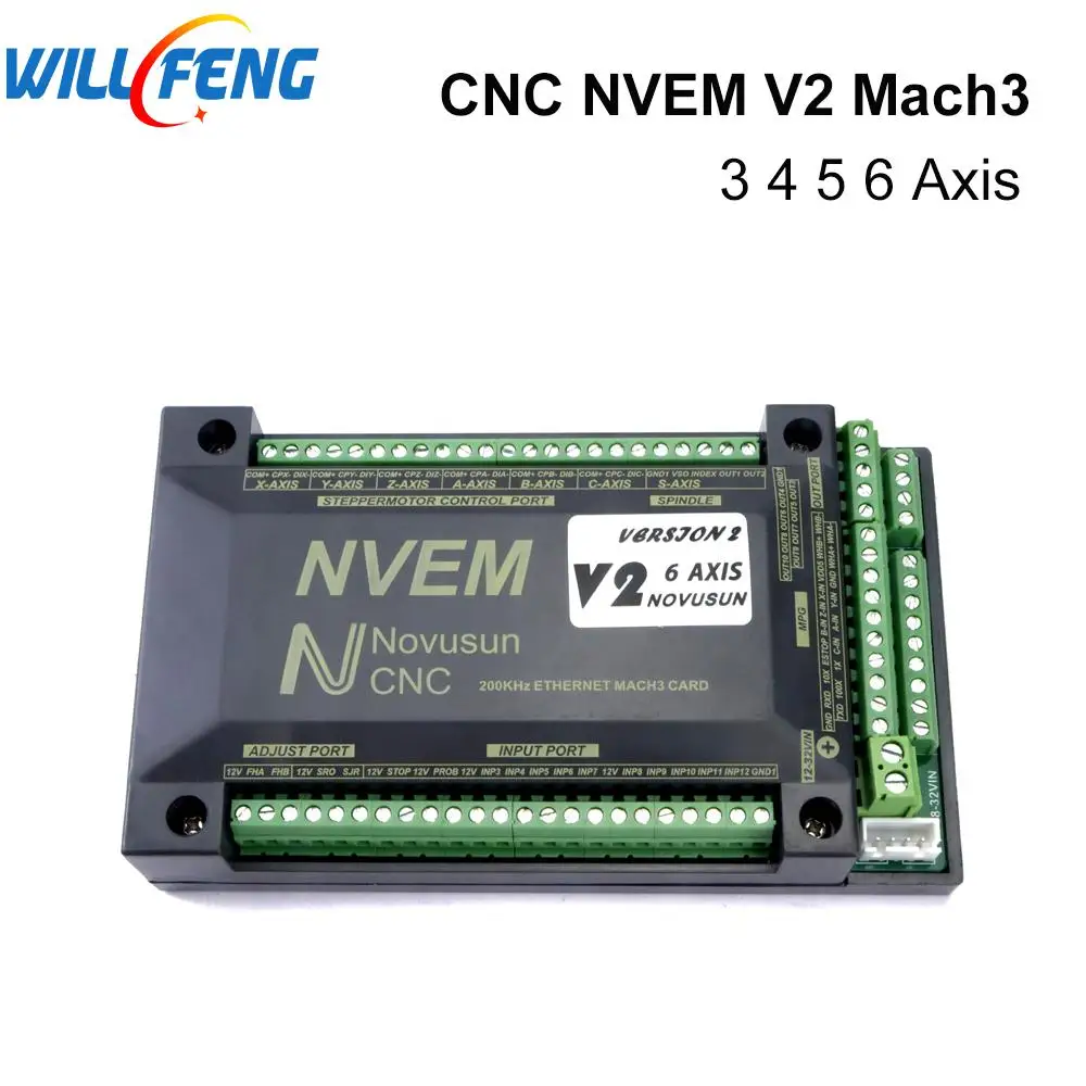 Карта контроллера Will Feng NVEM V2 Mach3 3 4 5 6 осей 300 кГц Ethernet-порт для гравировального