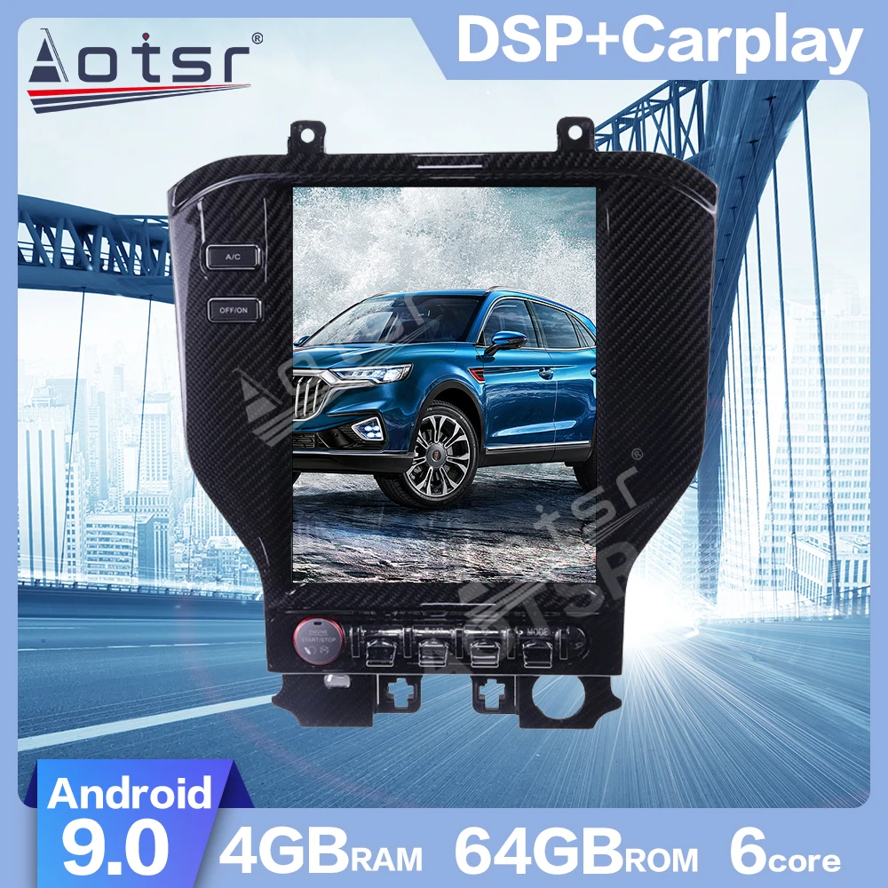 

AOTSR For Ford Mustang 2015-2019 Android 9.0 Tesla style Vertical screen Carbon fiber Car GPS Navigation PX6 Multimedia Player