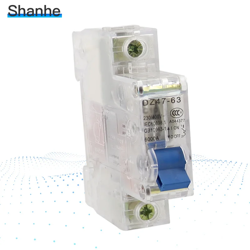 

DZ47-63 1P DC 6A 10A 16A 20A 25A 32A 40A 50A 63A transparent DC250V Mini Circuit breaker MCB C45 C