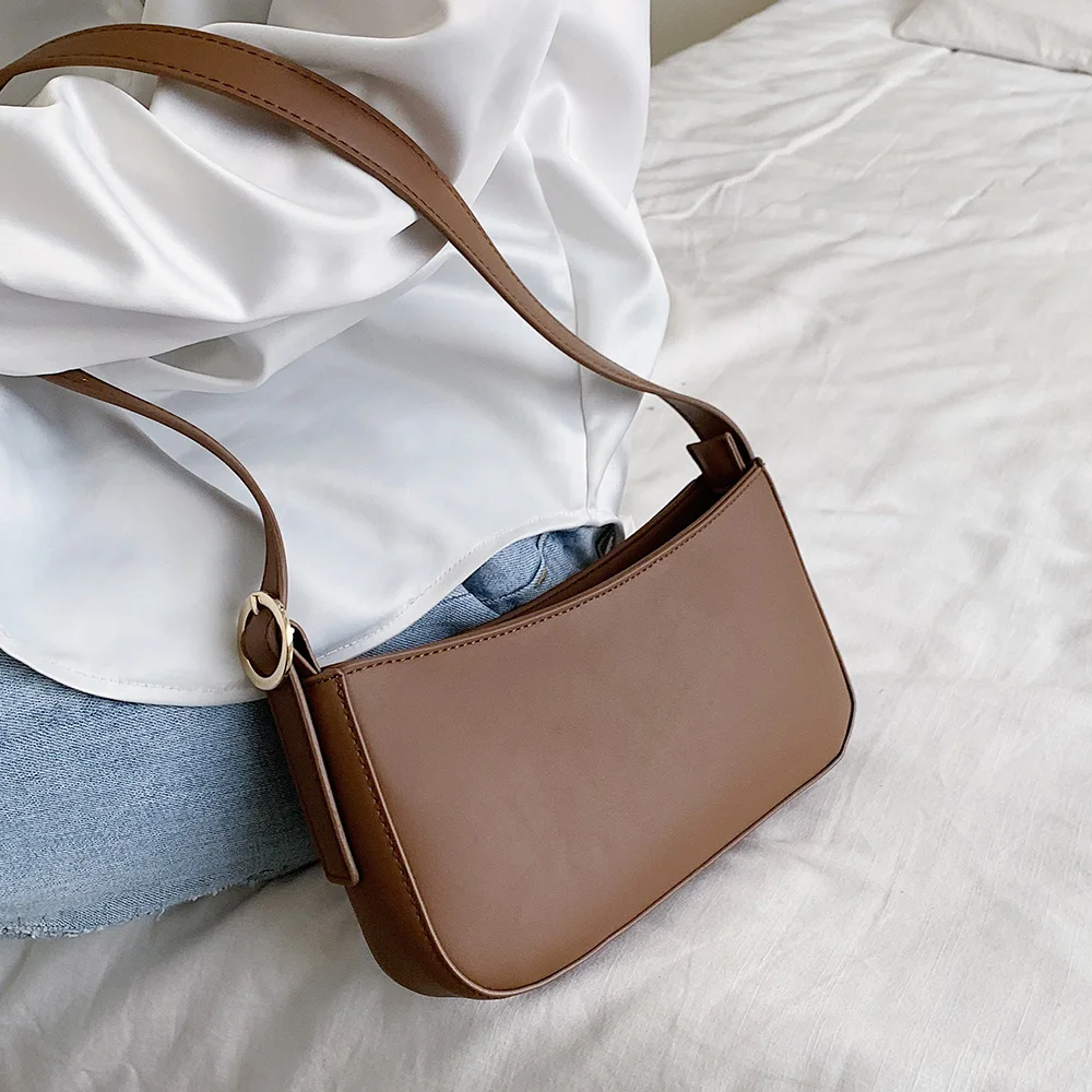 LEFTSIDE Cute Solid Color Small PU Leather Shoulder Bags For Women 2021 Simple Handbags And Purses Female Travel Totes