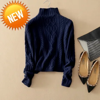 

Women Sweater 's Cashmere Knit Autumn Winter Housewife Sweater High Collar Sweater Standard Pullover S-XL