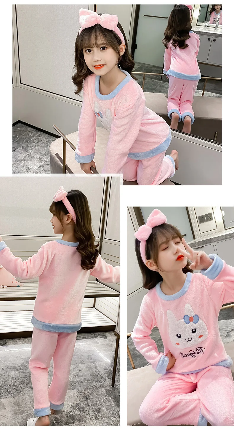 Novo Inverno Crianças Pijamas Moda Bebê Meninas Roupas Meninos Quente Camiseta Calças 2 Pçs - Sets Outono Criança Casual 2 Cheap Conjuntos de pijama
