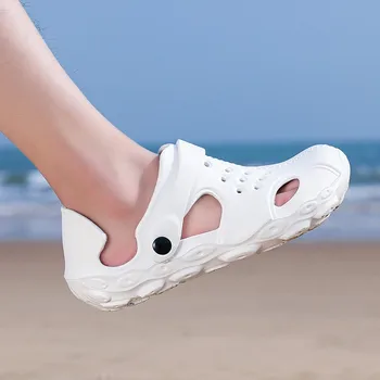 

2020 New Trend Beach Sandals For Men Slip-on Outdoor Eva Sandals Light Weight Walking Sandals Mens White Blue Men Flats Sandals