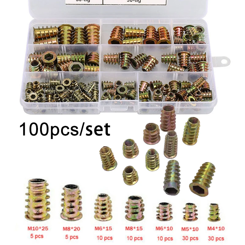 100 шт./компл. M3 болты вставки гайки резьбовые винты с шестигранной головкой M4 m10