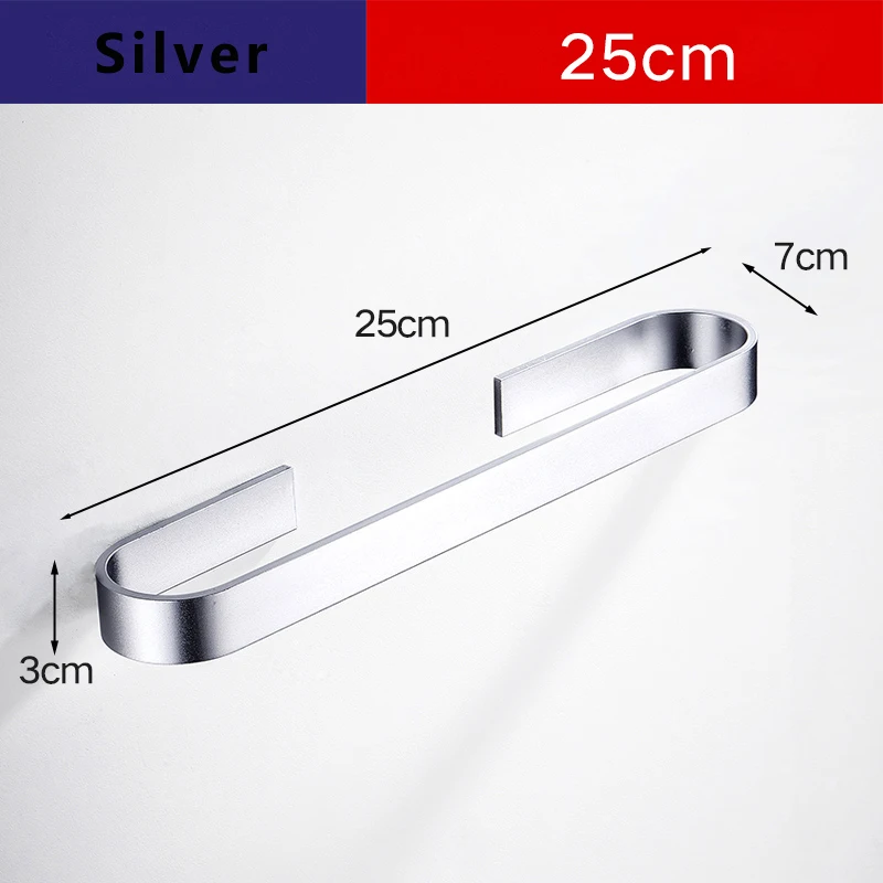 Silver 25cm Полотенца держатель Ванная комната стойка для полотенец вешалка черный, серебристый цвет 304 Нержавеющая сталь настенный Полотенца органайзер для бара держатель для кухонных полотенец - Цвет: Silver 25cm
