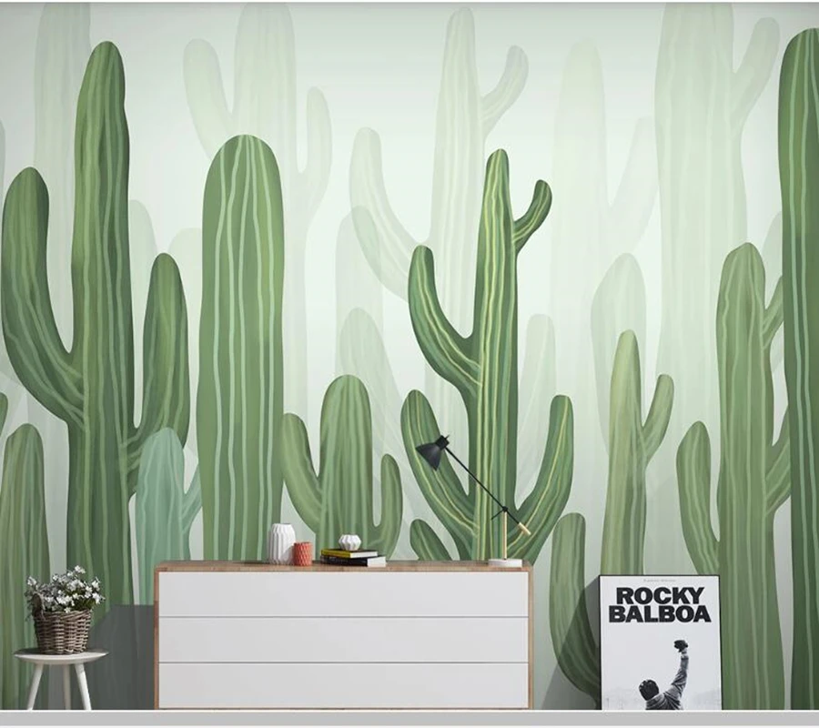 

Papel de parede Nordic modern cactus cartoon 3d wallpaper,living room tv wall children bedroom wall papers home decor mural