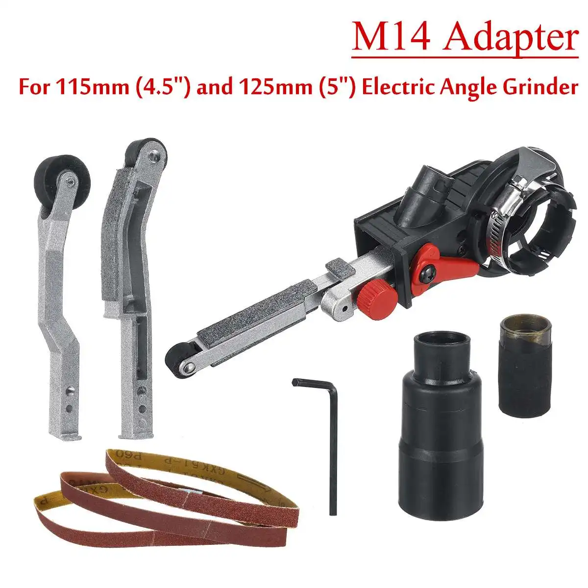 MOD.14 Drillpro M10/M14 DIY Mini Sanding Belt Replacements Adapter Head Convert For Electric Angle Grinder Portable Ergonomic Design - Цвет: MOD.14