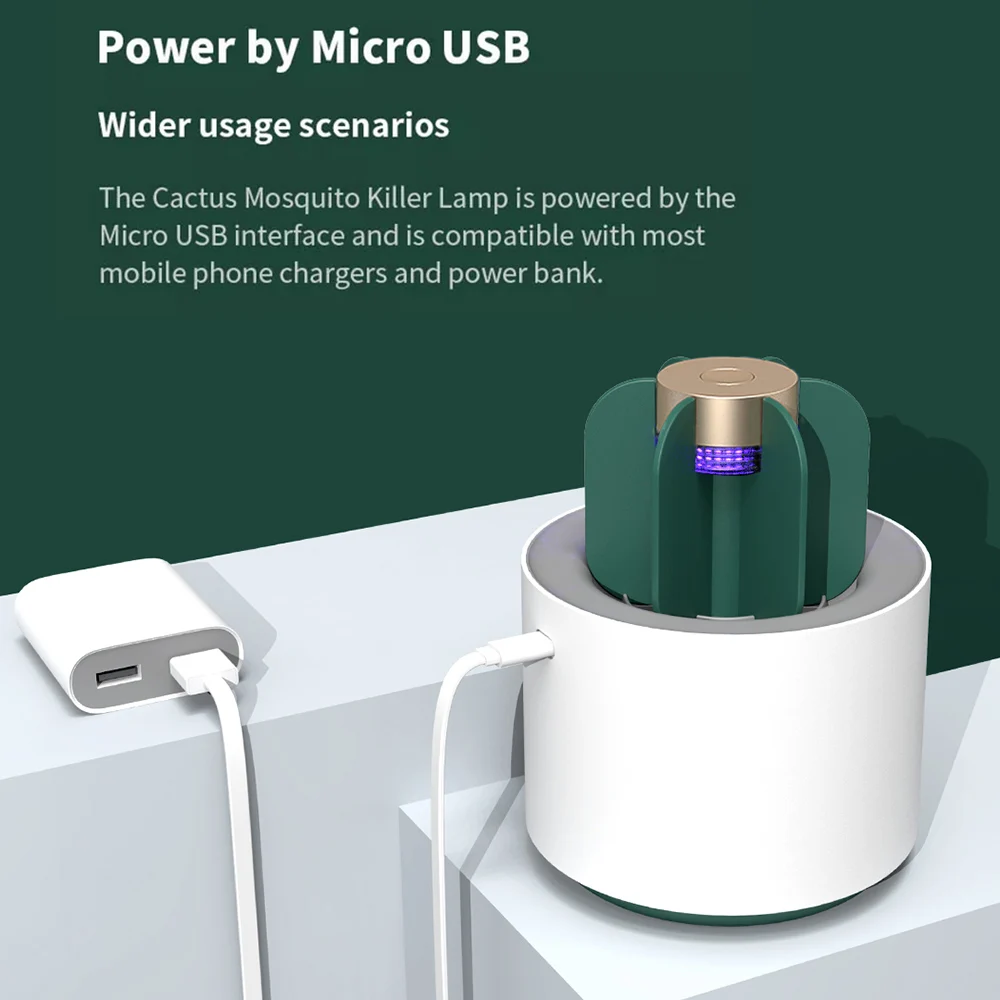 Москитная лампа убийца антимоскитная USB Кактус в горшке репеллент Электрический