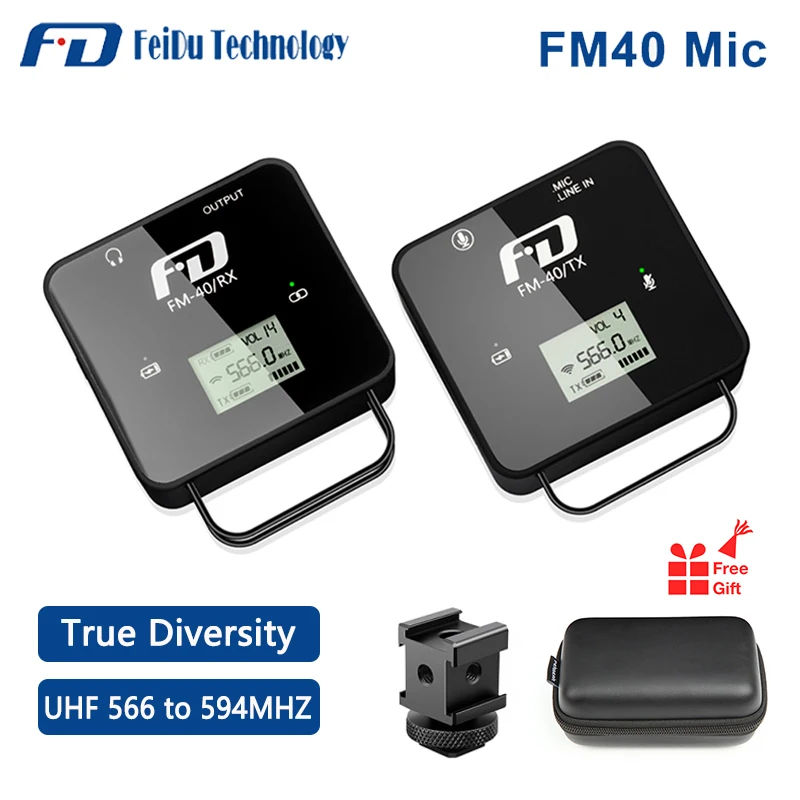 Feidu FM40 UHF подлинное разнообразие фотосистема петличный микрофон для камеры