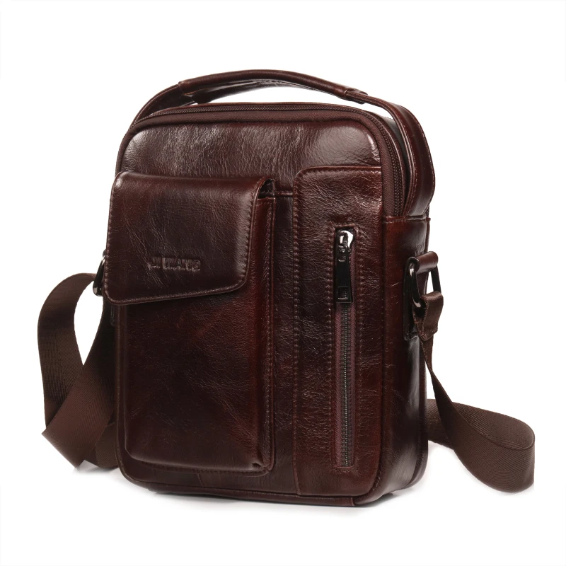 

Men's Leather Shoulder Bag multi-function messenger bag business leisure top layer leather oil wax chest bag men Shoulder Bags