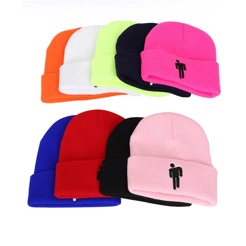 Billie Eilish Beanies, зимние шапки для женщин, для маленького человека, вязаные шапки с вышивкой, Мужская Осенняя шапка, женская шапка в стиле хип-хоп, шапочка