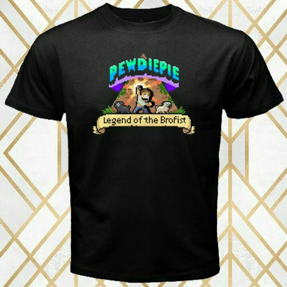 

PewDiePie Legend Of The Brofist Game Logo Mens Black T shirt size S to 2XL