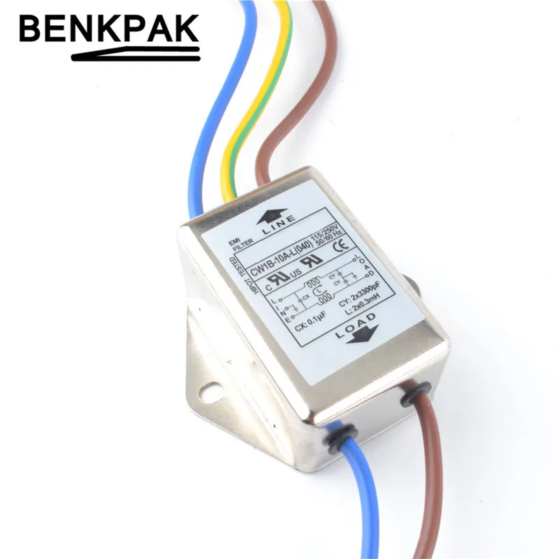 Filtro Di Alimentazione EMI Monofase - Filtro Di Linea 115V-250V, 10A, 50/60Hz - Riduzione Rumore Elettromagnetico - Foto 6