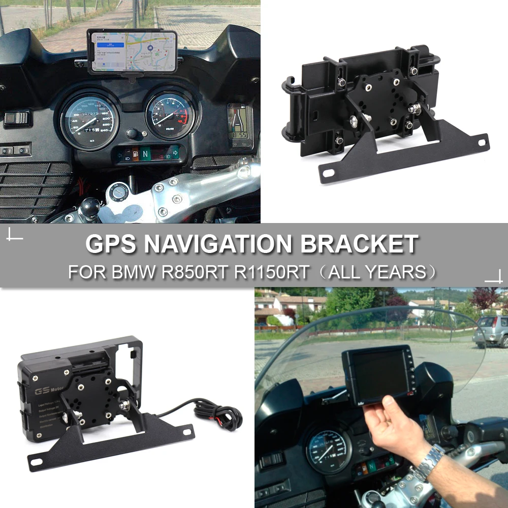 NEW Motorcycle FOR BMW R850RT R 850 RT Phone Stand Holder GPS Bracket Phone Holder USB FOR BMW R1150RT R 1150 RT foot enlarger fits for bmw r1250rt r 1250 rt 1250rt 2018 2019 2020 2021 motorcycle side stand extension pad plate