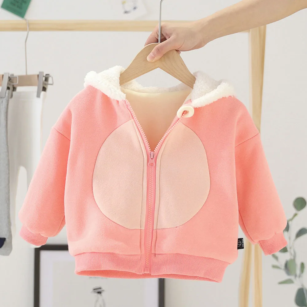 Розовый Amya Baby/Новое поступление; детские пальто с рисунком утки; бархатные куртки с капюшоном для девочек; Повседневная Верхняя одежда для детей; пальто для маленьких мальчиков - Цвет: Розовый