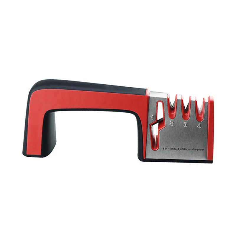 Hoomall 4 в 1 точилка для ножей с алмазным покрытием и тонким керамическим стержнем ножницы и ножницы инструмент для заточки лезвия из нержавеющей стали - Цвет: red