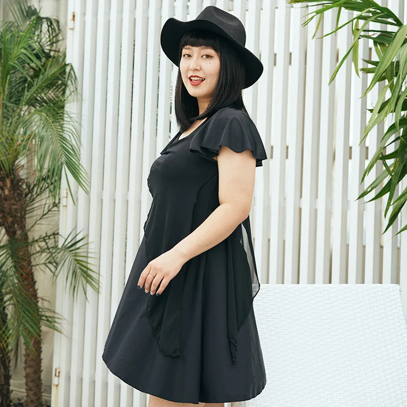 

2019 New Style Large Size Bathing Suit Women's Fashion Sexy Conservative Push up Slim Fit Slimming Dress-Hot Springs Swimwear