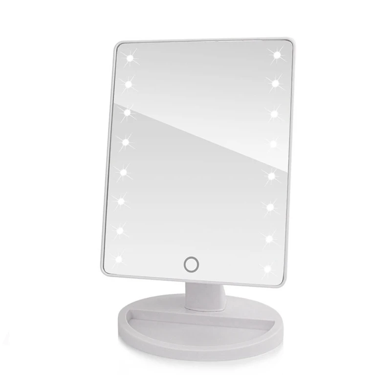 

LED Press Screen Makeup Mirror Professional Vanity Mirror With LED Lights Health Beauty Adjustable Countertop 180 Rotating