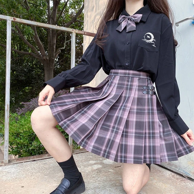 Conjunto de camisa e saias de suéter de urso, uniforme estudantil xadrez  japonês, moda coreana, terno de malha Jk com gravata, casacos formais,  kawaii, 3 peças - AliExpress