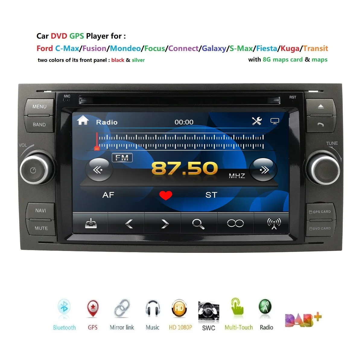 2 Din автомобильный DVD GPS Радио Мультимедийный видеоплеер для Ford Focus Mondeo Transit C MAX Fiest