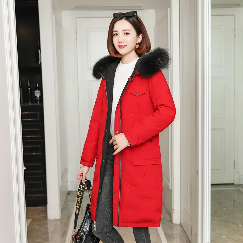 

Mid-length Women Coat 2019 Winter New Style down Cotton Coat Solid Color Versatile Version Women Jacket Large Size Fat