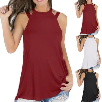 

2019 New Women Summer Sexy Backless Loose Solid Color T-Shirt Backless Sleeveless Vest Blouse Top