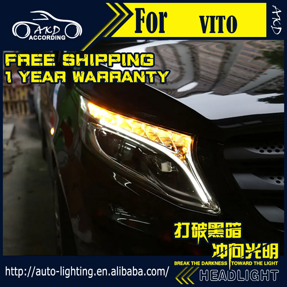 Автомобильный Стильный чехол для головного фонаря для Benz vito светодиодный фары светодиодный фонарь H7 D2H HID Angel Eye Bi Xenon луч