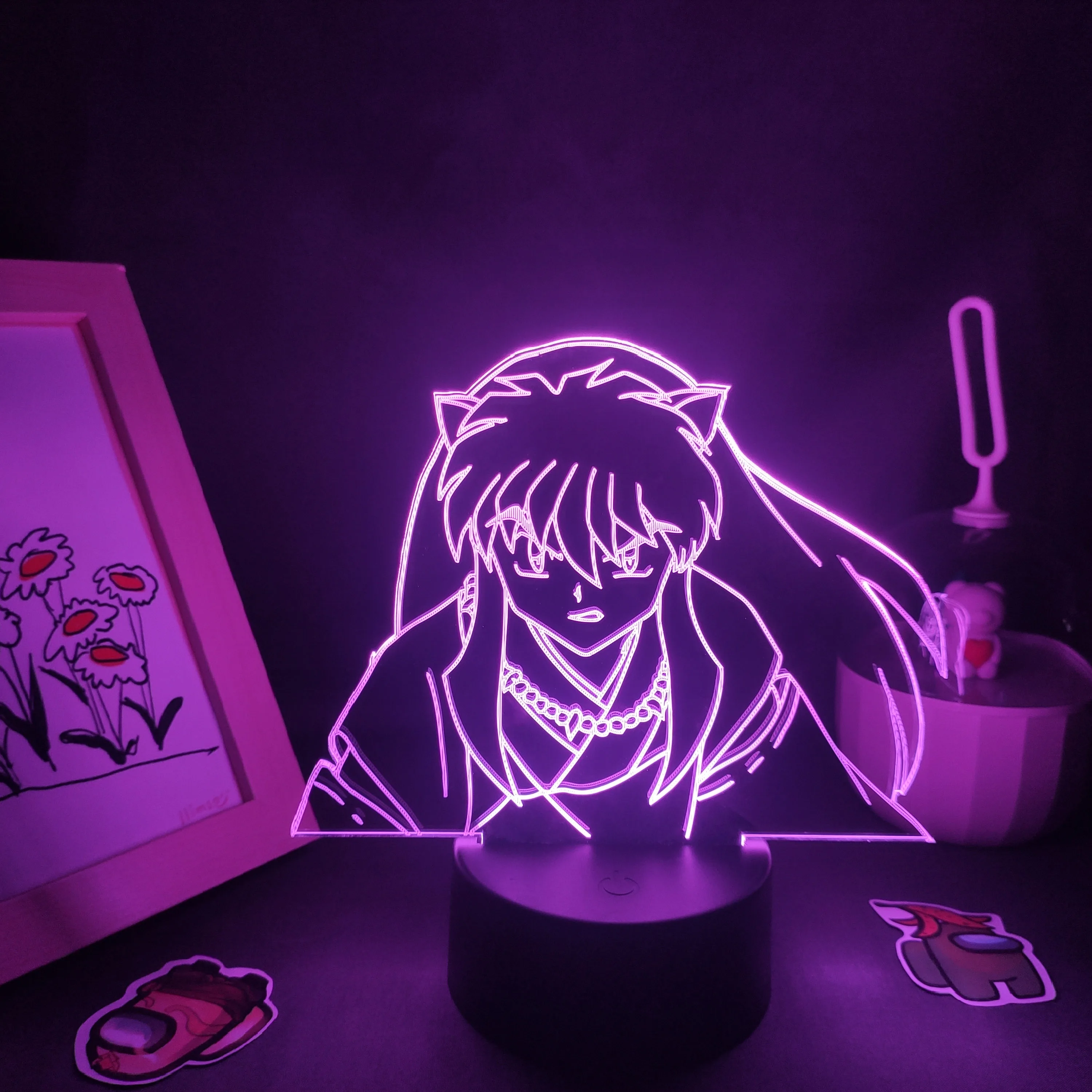 

Manga Inuyasha Figure 3D Lamps LED USB NightLight Neon Color Gift For Friend Bedroom Decoration Table Lamp Gift for Child Anime