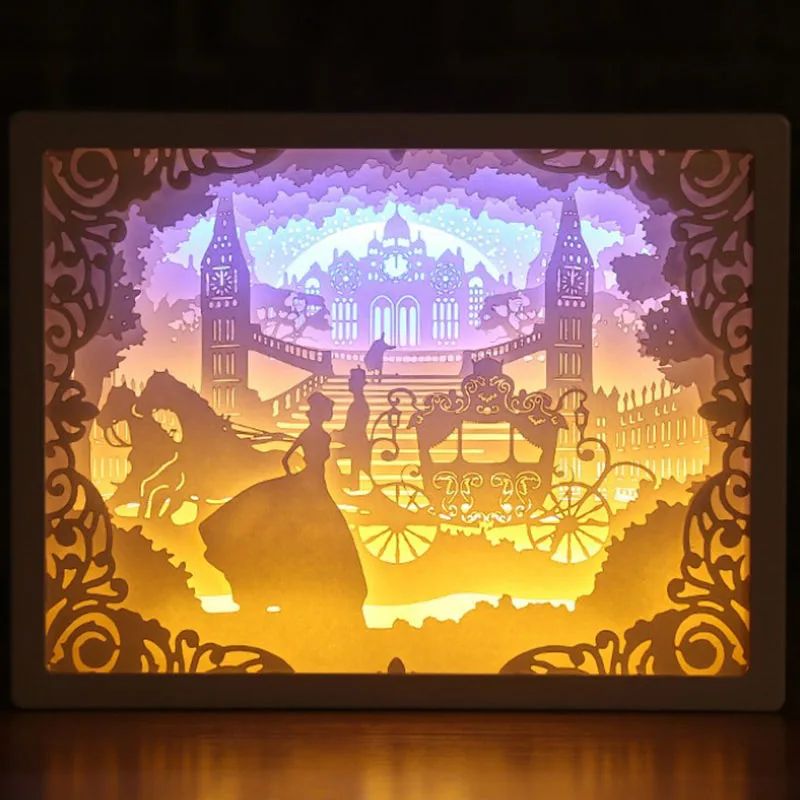 

Decorative Painting 3D Paper Carving Lamp Creative Energy Saving 3D Light Shadow Painting And Night Light And Bluetooth Speaker