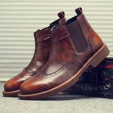 Мужские ботинки Martin с перфорацией; кожаные ботильоны без шнуровки; большие размеры; ботинки в байкерском стиле ручной работы; ковбойские ботинки; Ботинки Челси; botas hombre