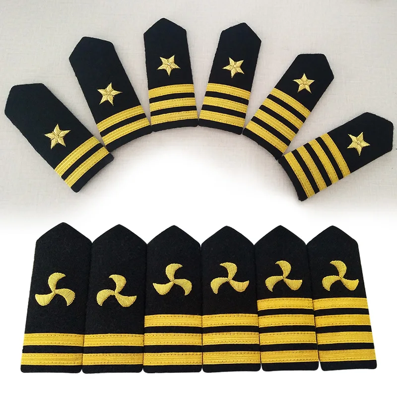 

High Quality Luxurious Seaman Coat Epaulettes Aviation Pilot Ship Salior Badge Uniform Shirts Armbands Costume Accessories