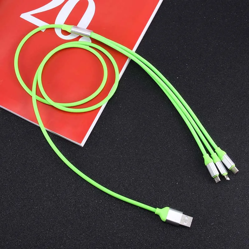 3 в 1 1,2 м USB кабель Micro usb type-C для Lightning кабели для зарядки iPhone samsung Xiaomi SUB