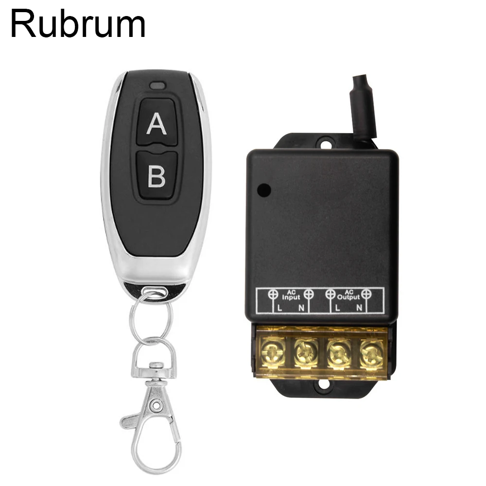 Rubrum 433MHz Wireless RF Remote Control Switch 110V 220V Factory Light Single Water Pump 3000W 30A High Power Remote Receiver micro 4v 9v 12v rf 2ch wireless control switch transmitter receiver module 4v 12v 315 433mhz receiver wireless remote control