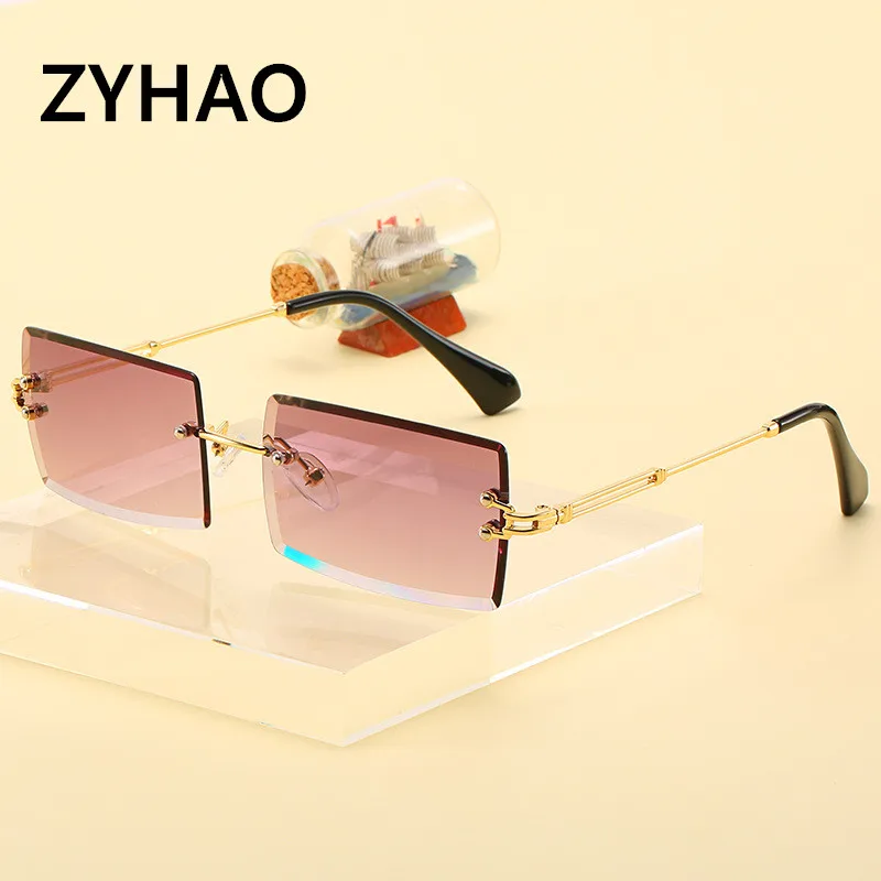 

2019 Fashion New Frameless Square Sunglasses Women Luxury Metal Frame Sunglasses Female GG Sun Glasses Oculos