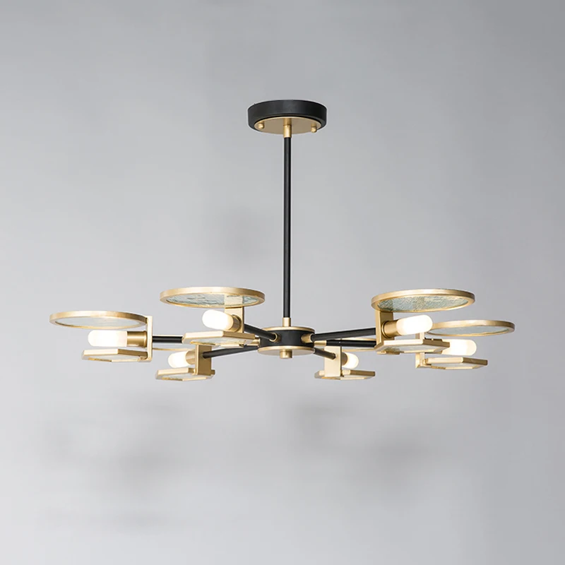 

Postmodern living room chandelier American light luxury chandelier restaurant lamp bedroom simple black creative Nordic lamps