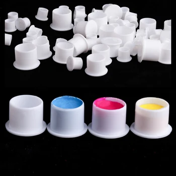 

1000 Pcs Disposable Microblading Steady Plastic Tattoo Ink Cups 3 sizes Permanent Makeup Pigment White Holder Container Cap