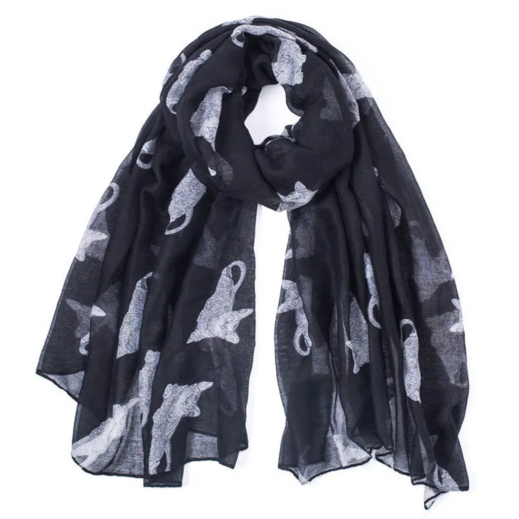 

Winter Women Lady Warm Fashion Cartoon Cat Pattern Cute Scarf Wrap Shawl 14