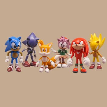 

6pcs Sonic toy doll psp game character action figure model Sonic doll hand-made model doll decoration children's gift