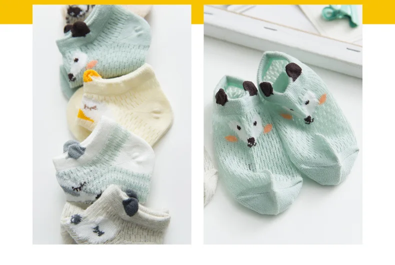 5 шт./партия, милые сетчатые тонкие хлопковые носки с кроликом для новорожденных мальчиков носки для девочек носки с рисунками для малышей