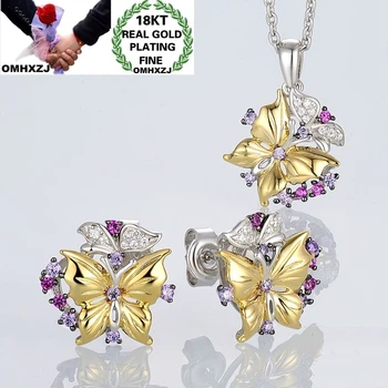 

OMHXZJ Wholesale JE37 Fashion Hot Woman Party Birthday Wedding Gift Butterfly 18KT White Gold Necklace+Earrings+Ring Jewelry Set