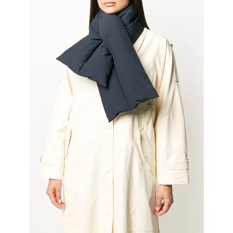 Women and Men Warm Down Scarf Rectangular Hood Letters Unisex 2021 Autumn Winter New | Аксессуары для одежды