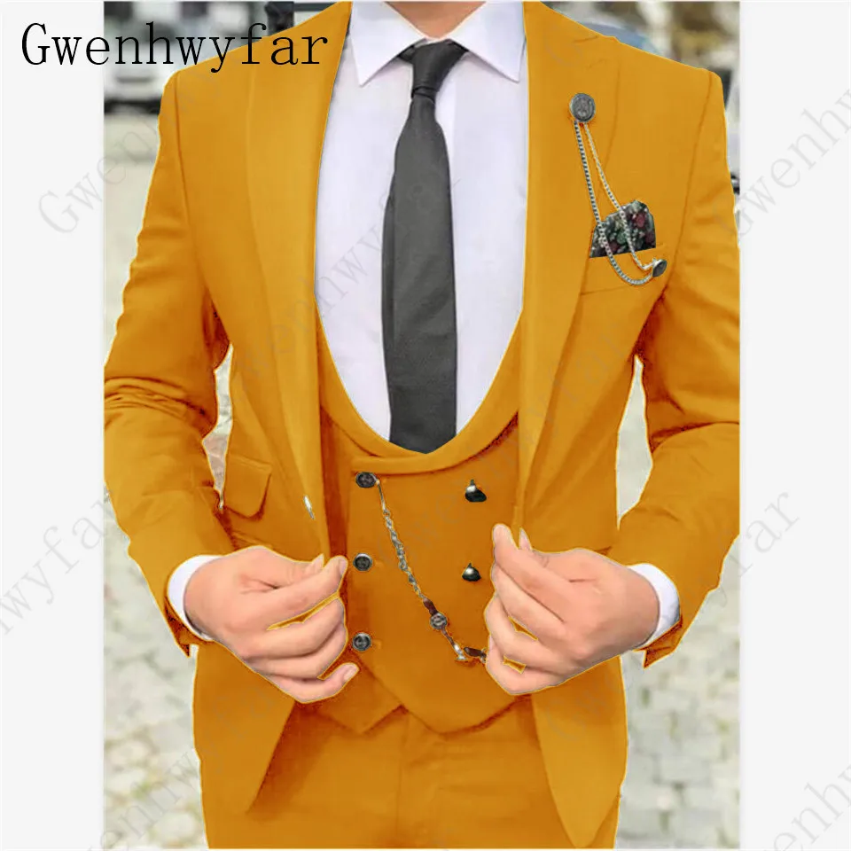 Gwenhwyfar, классический Бирюзовый мужской костюм, официальный Свадебный костюм для мужчин, на заказ, приталенный смокинг для жениха, пиджак, брюки, жилет, костюм из 3 предметов