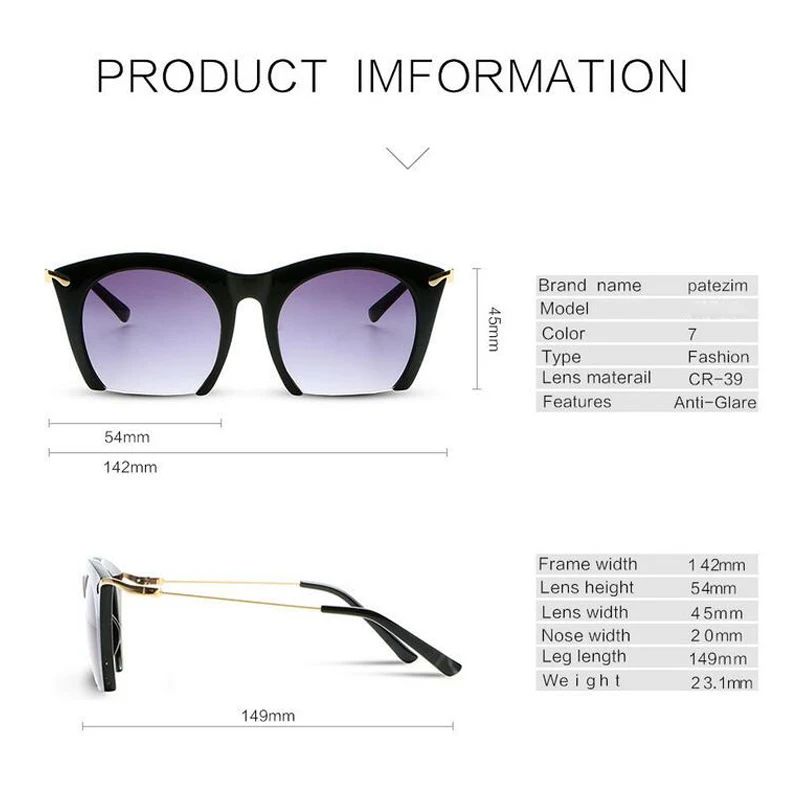 Fashion Half Frame Cat Eye Sunglasses Women Trendy Colored Semi-Rimless Eyeglasses Street Beat Shopping lente de sol mujer UV400