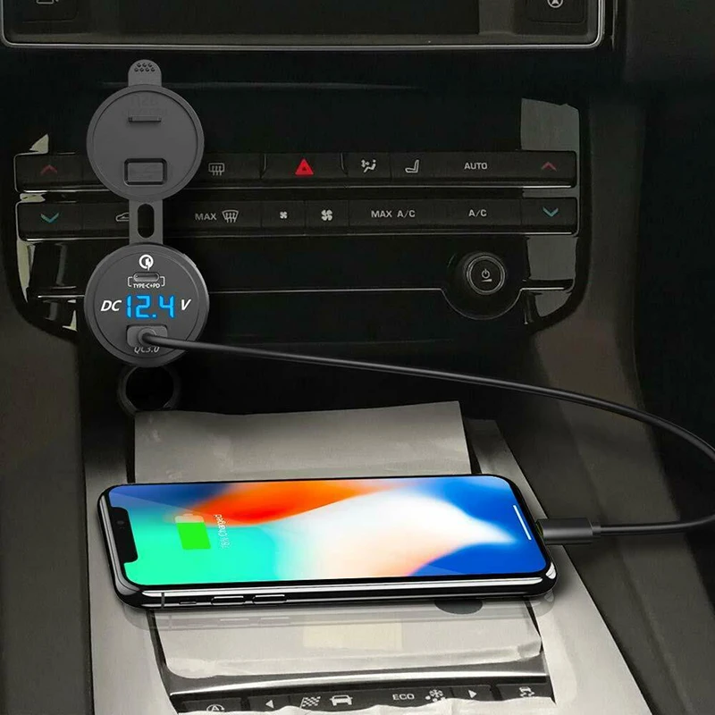 Type-C PD и QC 3,0 Быстрая зарядка USB Автомобильное зарядное устройство для мотоцикла лодки RV для huawei P30 Pro mate 20 X аксессуары для автомобильного зарядного устройства