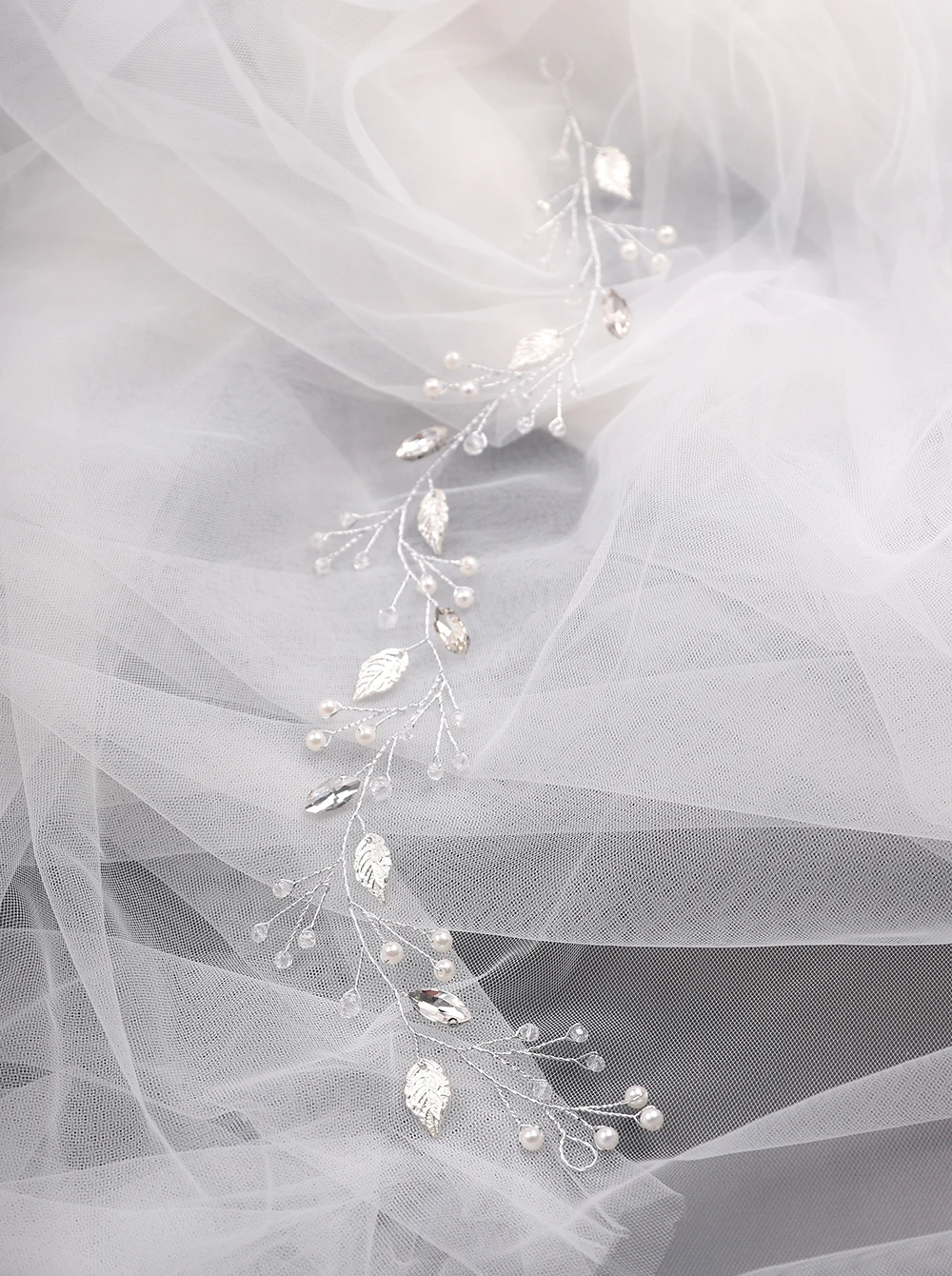 Rhinestones Retro Leaves Hair Accessories Wedding Bridal Hair Jewelry Crystal Pearls Vine for Folwer Girl and Women