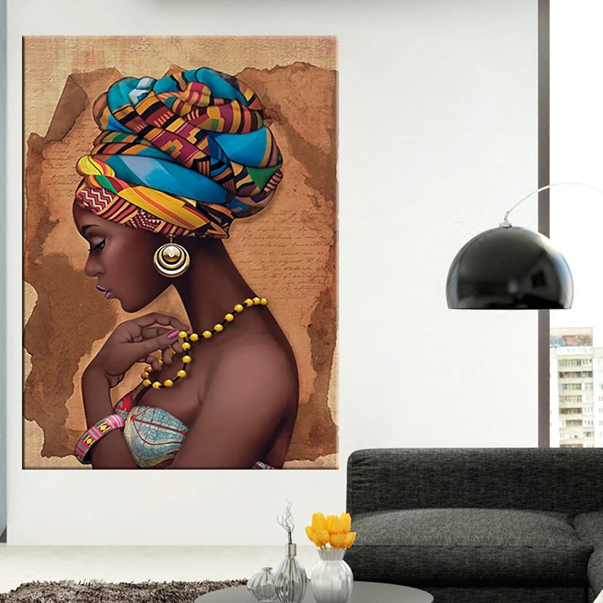 Africa-canvas-painting-Wall-Art-Painting-Pictures-Posters-and-Prints-Black-Woman-On-canvas-home-decor (3)