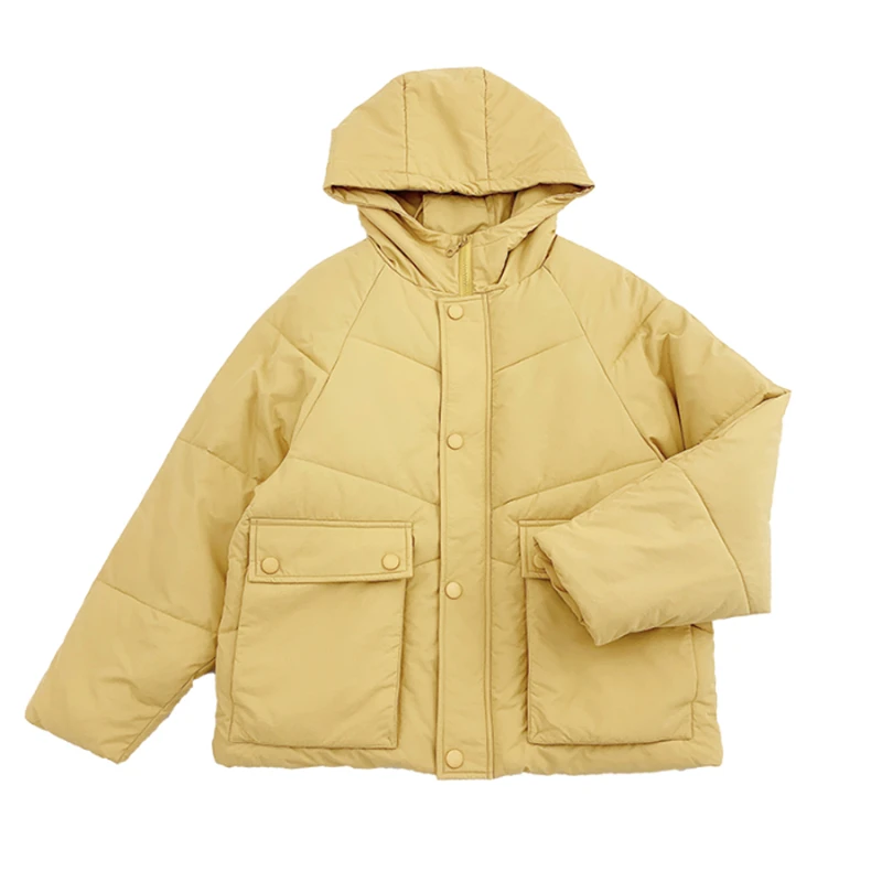 

New Female Down Parka Winter Jacket Women Thicken Cotton Warm Jacket Outerwear Fashion Solid Hooden Short Cotton Coat