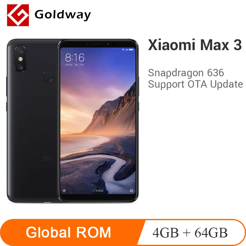 Оригинал Xiaomi Mi Max 3 4 ГБ ОЗУ 64 Гб ПЗУ мобильный телефон 6 9 дюйма полный экран