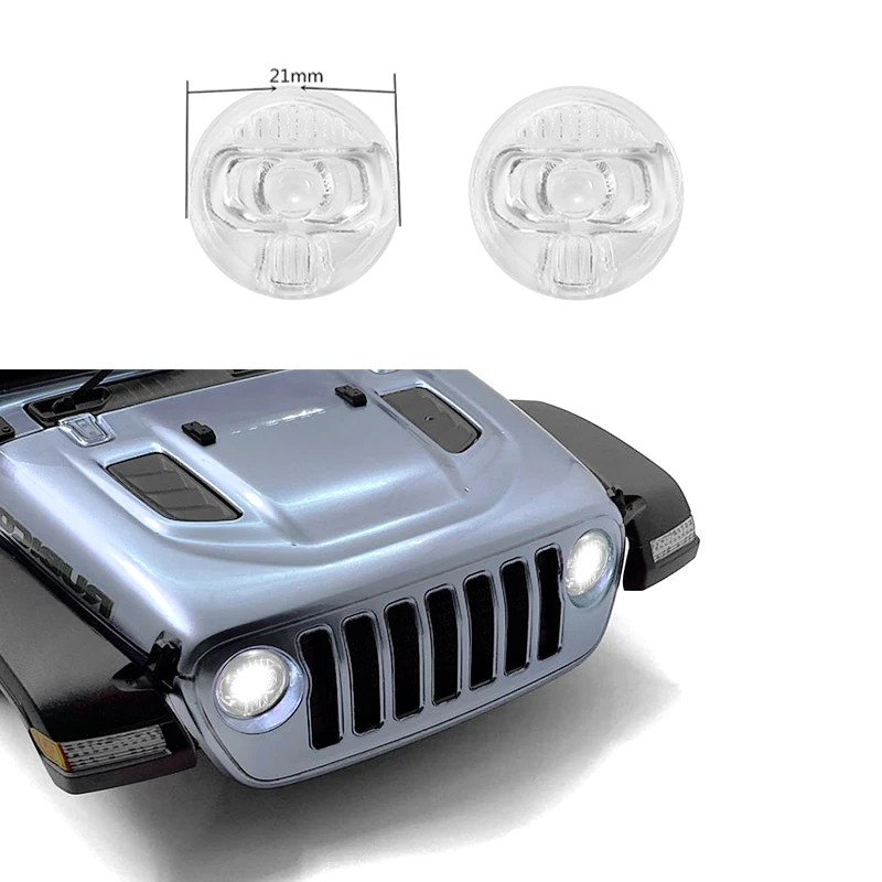 DJC 1/10 JEEP Wrangler Transparent Front Headlights Lamp Lights Guards Protection Cover For AXIAL SCX10 III RC Crawler Car Parts