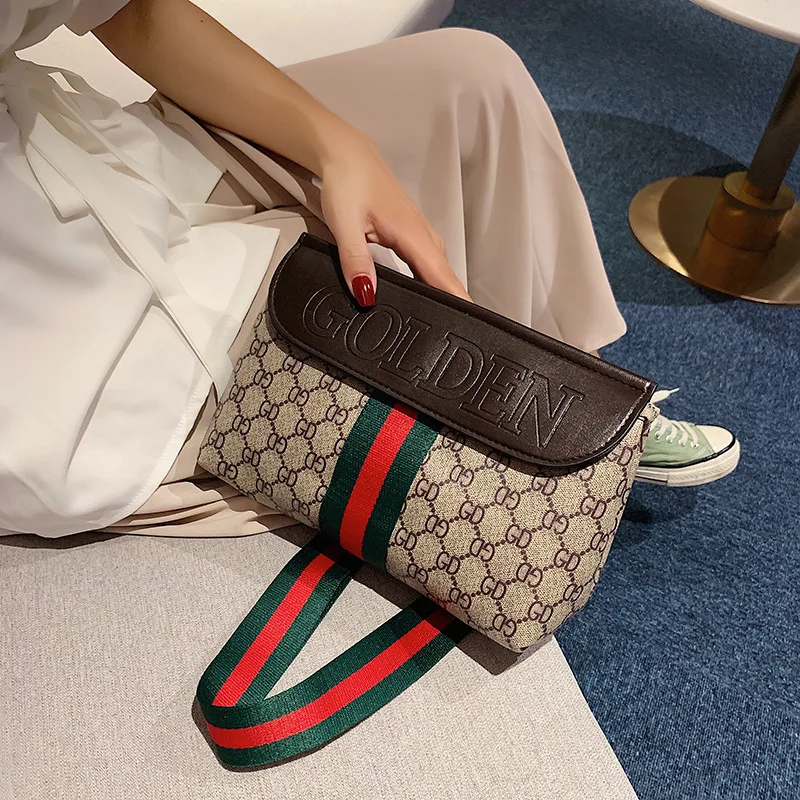 

Small Bag Women's 2019 New Style Fashion Korean-style WOMEN'S Fashion Handbag Glorious Shoulder Wide-Strap Square Sling Bag